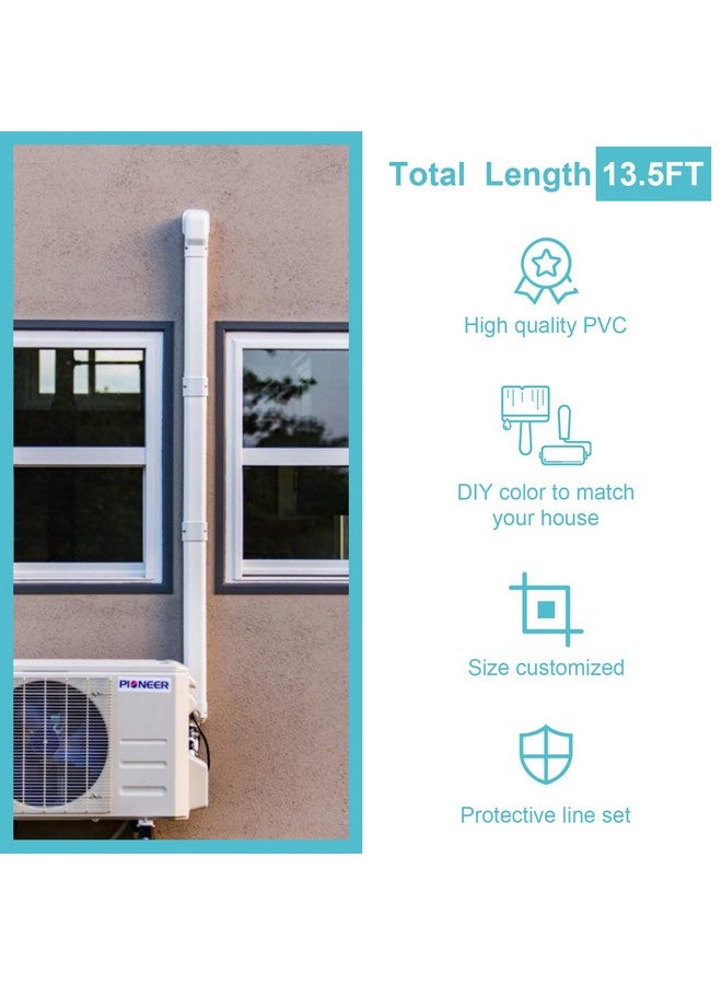 KLOLKUTTA Mini Split Line Set Cover, 3” 13.5 Ft Decorative PVC Line Set Cover Kits for Ductless Mini Air Conditioners and Heat Pumps with Flexible Duct  - Image 4