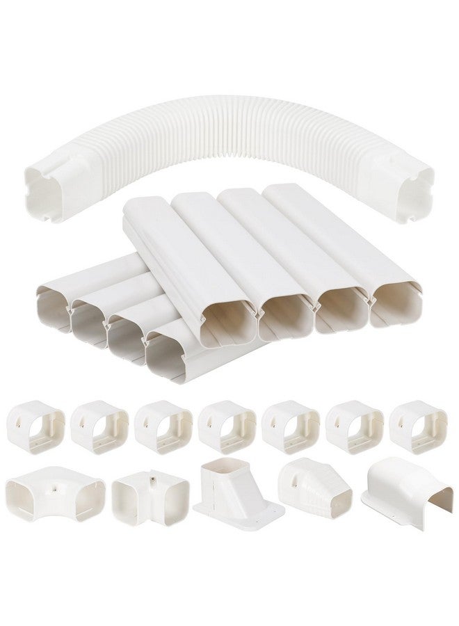 KLOLKUTTA Mini Split Line Set Cover, 3” 13.5 Ft Decorative PVC Line Set Cover Kits for Ductless Mini Air Conditioners and Heat Pumps with Flexible Duct  - Image 1