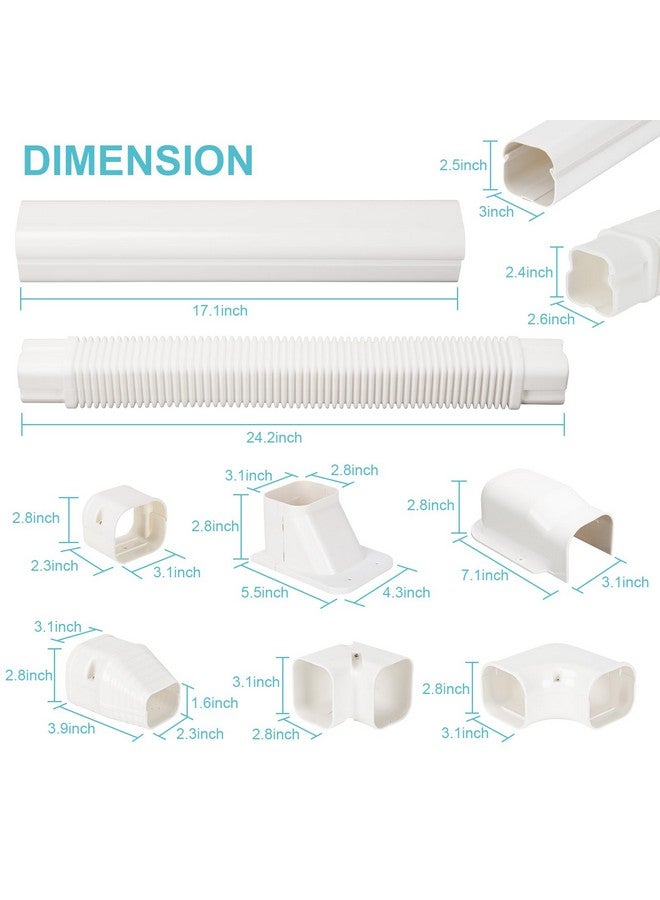 KLOLKUTTA Mini Split Line Set Cover, 3” 13.5 Ft Decorative PVC Line Set Cover Kits for Ductless Mini Air Conditioners and Heat Pumps with Flexible Duct  - Image 2