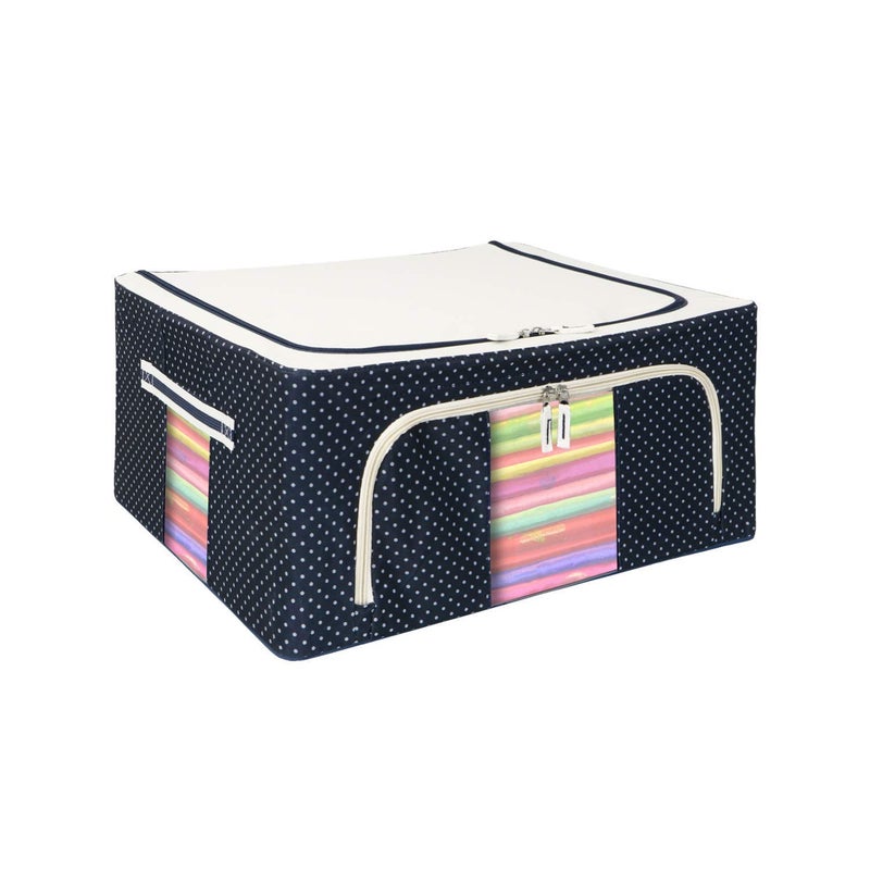 ALOKAH Clothes Storage Box Foldable Steel Frame Clothes Organizer Storage Box for Wardrobe Saree Shirts and Blankets 24 Liter Pack Of 1 Blue - Image 1