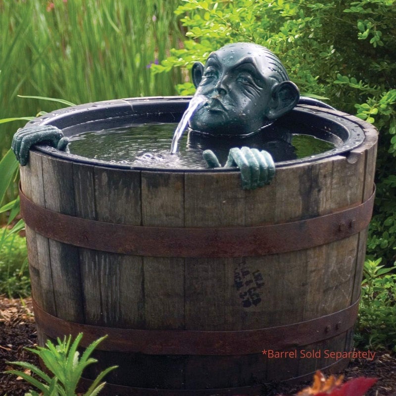 Aquascape Man in Barrel Spitter Fountain Head and Hands Whimsical Deocorative Pond Water Feature Accent 78315 - Image 1