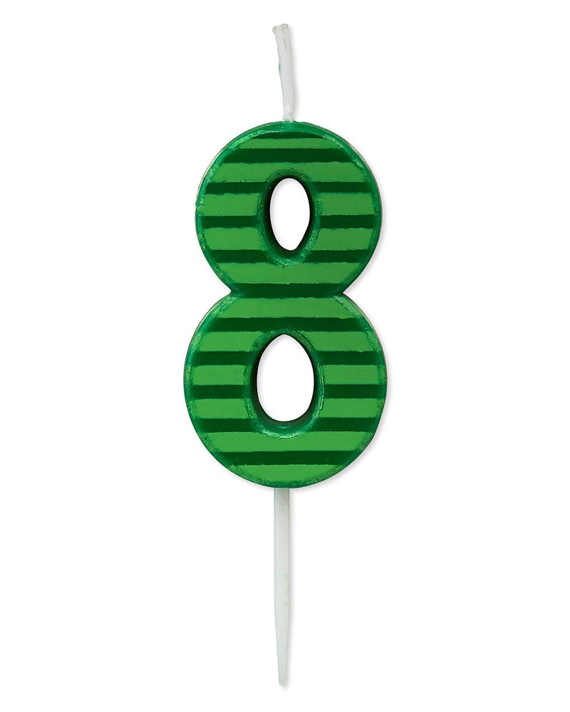 Papyrus Number 8 Birthday Candle Green Stripes 1Count