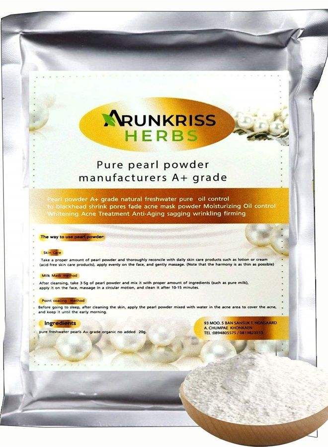 arunkriss herbs Arunkriss Herbs Pearl Powder A Grade Natural Freshwater Pure 20g Oil Control to Blackhead Shrink Pores Moisturizing Oil Control  - Image 1