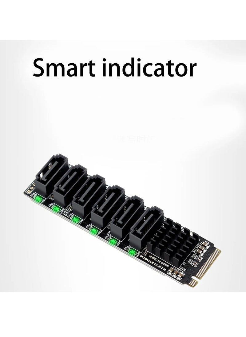 Generic - M.2 NVME PCI-E PCIE X4 X8 X16 To 6 Port 3.0 SATA Adapter Card Riser III 6GB/S Chassis server PC Expansion+6PCS 3.0 SATA CABLE(size A) - Image 1