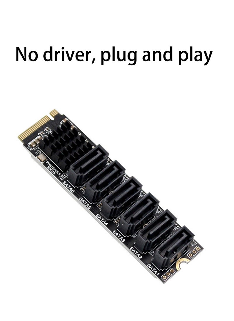 Generic - M.2 NVME PCI-E PCIE X4 X8 X16 To 6 Port 3.0 SATA Adapter Card Riser III 6GB/S Chassis server PC Expansion+6PCS 3.0 SATA CABLE(size A) - Image 1