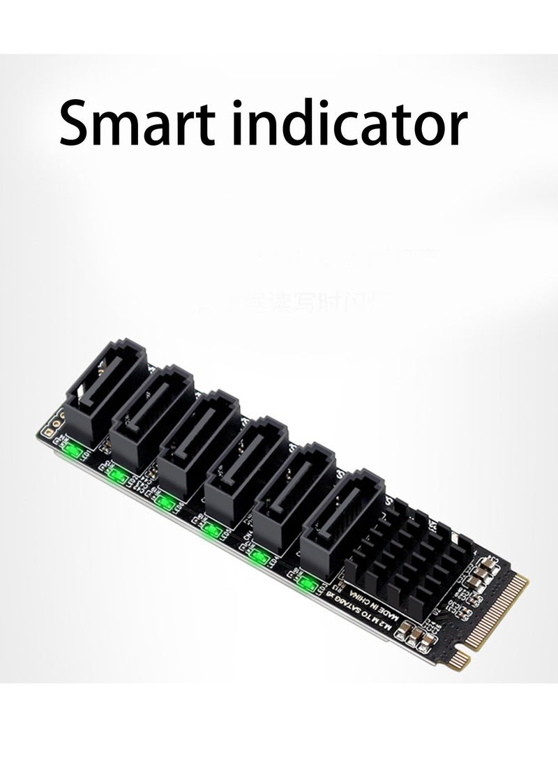 Generic - M.2 NVME PCI-E PCIE X4 X8 X16 To 6 Port 3.0 SATA Adapter Card Riser III 6GB/S Chassis server PC Expansion+6PCS 3.0 SATA CABLE(size A) - Image 1