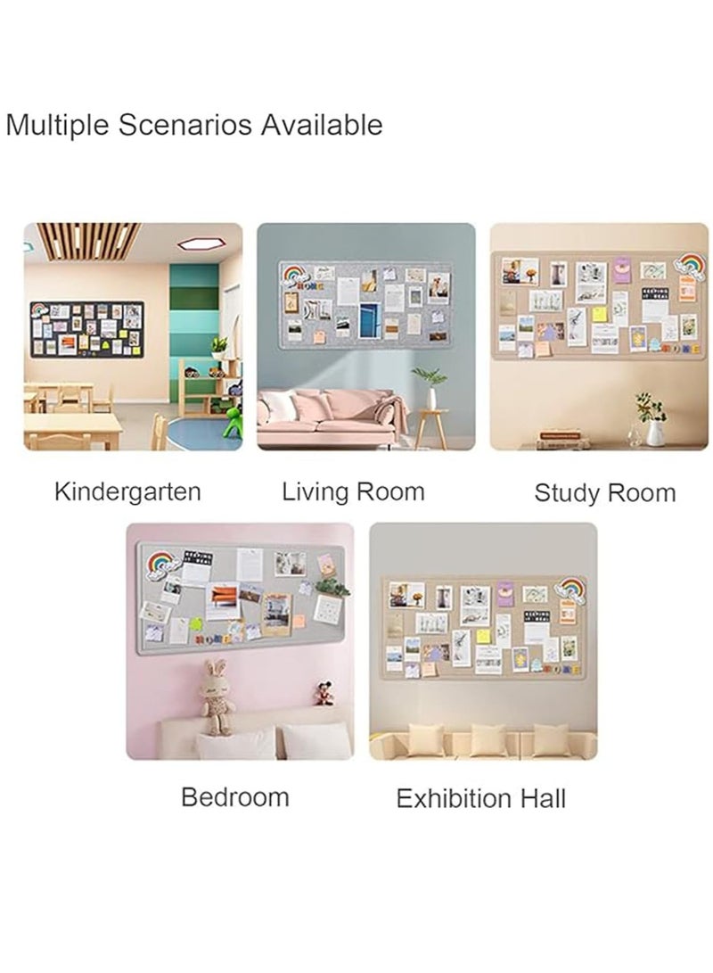 Felt Bulletin Board Notice Board with Push Pins for Paste Notes Photos Schedules Decorative Picture Framed Display Board for School Home Kitchen & Office Walls (Grey 120 * 180cm)