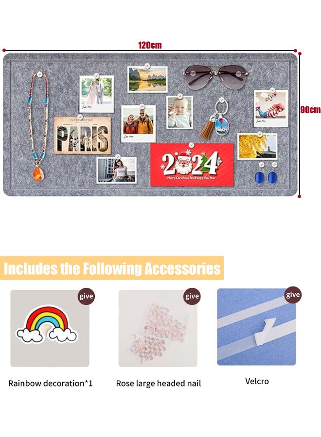 Felt Bulletin Board Notice Board with Push Pins for Paste Notes Photos Schedules Decorative Picture Framed Display Board for School Home Kitchen & Office Walls (Grey 120 * 180cm)