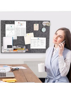 VUCATIN Felt Bulletin Board Notice Board with Push Pins for Paste Notes Photos Schedules Decorative Picture Framed Display Board for School Home Kitchen & Office Walls (Grey 120 * 180cm)  - Image 4