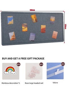 VUCATIN Felt Bulletin Board Notice Board with Push Pins for Paste Notes Photos Schedules Decorative Picture Framed Display Board for School Home Kitchen & Office Walls (Grey 120 * 180cm)  - Image 2