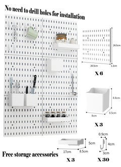 Old_Feller 6 Pack wall hanging panel storage combination kit for installation without drilling holes,Hanging Pegboard Wall Organizer with 6 Pegboards and 36 Accessories, Wall Organizer for Home Office,  White  - Image 1