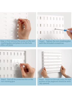 Old_Feller 6 Pack wall hanging panel storage combination kit for installation without drilling holes,Hanging Pegboard Wall Organizer with 6 Pegboards and 36 Accessories, Wall Organizer for Home Office,  White  - Image 4