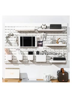 Old_Feller 6 Pack wall hanging panel storage combination kit for installation without drilling holes,Hanging Pegboard Wall Organizer with 6 Pegboards and 36 Accessories, Wall Organizer for Home Office,  White  - Image 5