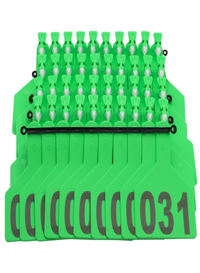APlayfulBee Z Tags One-Piece Cattle Ear Tags 001-050 Number TPU Large Size Animal Identification Tags Cattle Livestock Ear Tags for Cows Hogs Sheep (001-050, Green) - Image 1