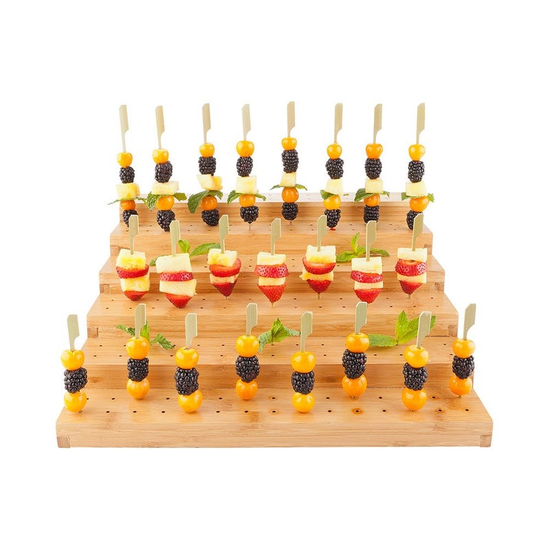 Restaurantware Multi Level Rectangular Bamboo Food Skewer Holder Perfect for Cocktail Parties and Catering Events  Six Level Biodegradable Pick Stand and Food Display  180 Holes  1CT  Restaurantware 