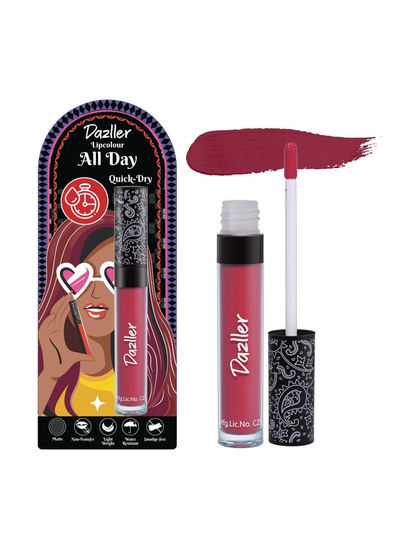 DAZLLER All Day Lipcolour Quick Dry|Moisturizing Kokum Butter|Non-Transfer & Smudge-Proof|8hr Stay|Liquid Lipstick for Women|DLC002 Candy|6g - Image 1