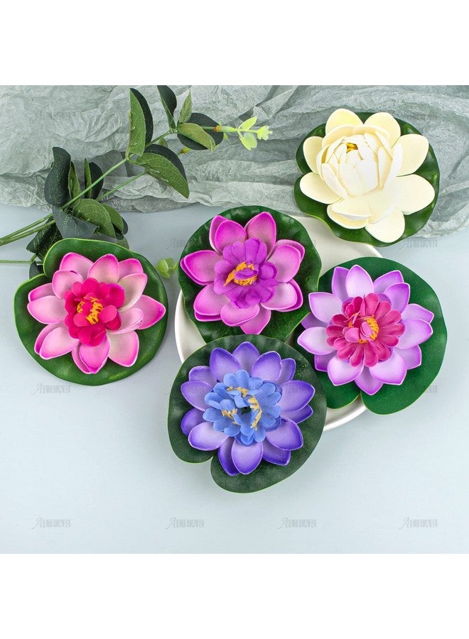 AUEAR AUEAR, 9 Pack Artificial Floating Foam Lotus Flowers with Water Lily Pad for Pond Garden Aquarium Decoration  - Image 5