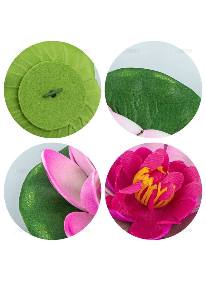 AUEAR AUEAR, 9 Pack Artificial Floating Foam Lotus Flowers with Water Lily Pad for Pond Garden Aquarium Decoration  - Image 2