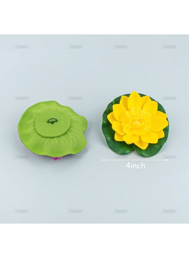 AUEAR AUEAR, 9 Pack Artificial Floating Foam Lotus Flowers with Water Lily Pad for Pond Garden Aquarium Decoration  - Image 3