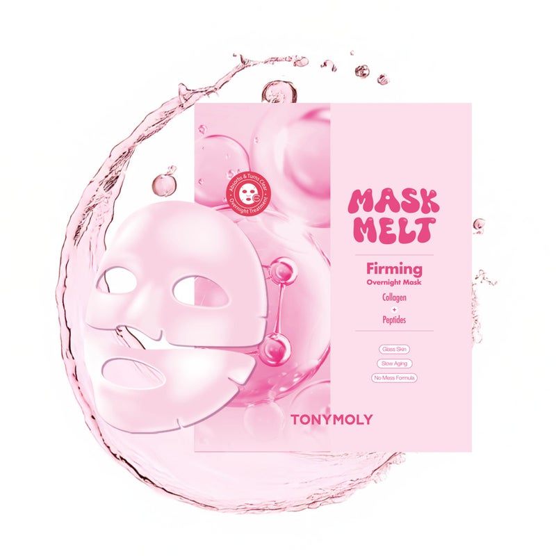 TONYMOLY Mask Melt Firming Hydrogel Overnight Face Mask â€“ Collagen & Peptide Sheet Mask for Wrinkle Care, Elasticity, Skin Firming, and Youthful Glow - Image 1