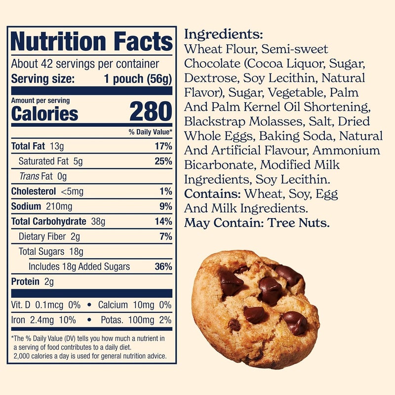 Famous Amos كوكيز الشوكولاتة من فاموس أموس - الوصفة الأصلية، حلوى بحجم اللقمة مع رقائق الشوكولاتة شبه الحلوة، 9 أونصات - Image 2
