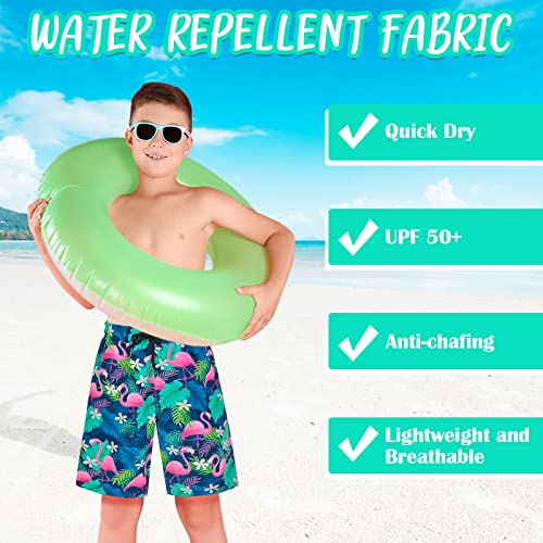 OlyPegic Boys Swim Trunks Size 10-12, Boy Swim Shorts Boy Bathing Suit Swimsuit Kids Swimwear Board Shorts with Boxer Brief Liner Compression Toddler Beach Running Swim Trunks (Flamingo) - Image 5