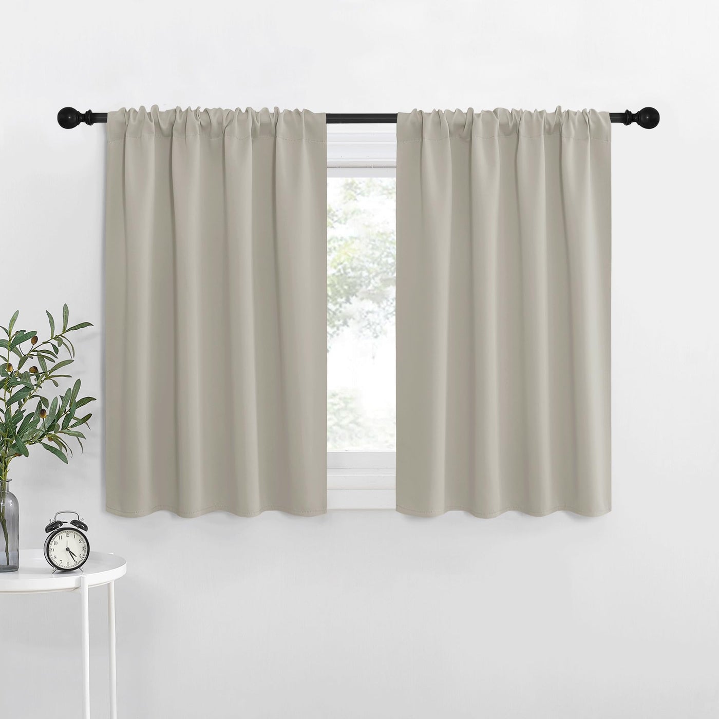 NICETOWN Blackout Curtains for Living Curtains Room Darkening Window Curtain Panels Easy-Care Solid Thermal Insulated Draperies/Drapes for Daughter Room (Natural 2 Panels 34 by 36)