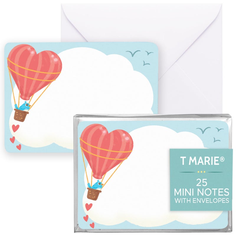T MARIE 25 Mini Note Cards with Envelopes - Heart Gift Tags for Valentineâ€™s Day, Birthday, Thank You Cards and Everyday Notes - Greeting Cards for Love Notes, Gift Cards, Cute Lunchbox Messages and More - Image 1