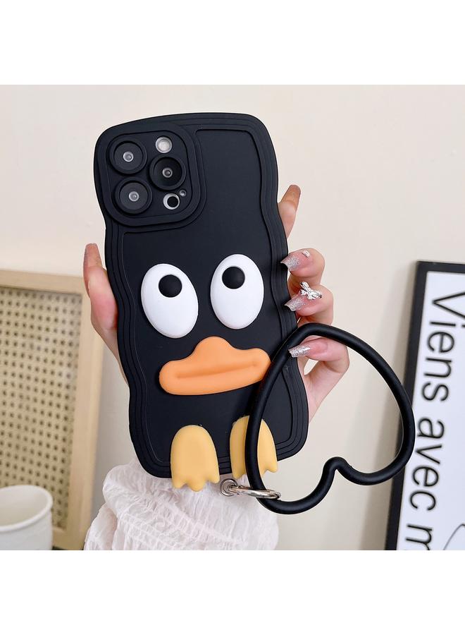 S-TOP Case For iPhone 11 Pro Max Wave Edge Big Duck Silicone Phone Case with Wristband - Image 1
