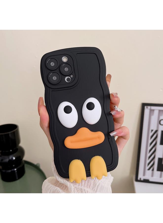 S-TOP Case For iPhone 11 Pro Max Wave Edge Big Duck Silicone Phone Case with Wristband - Image 2