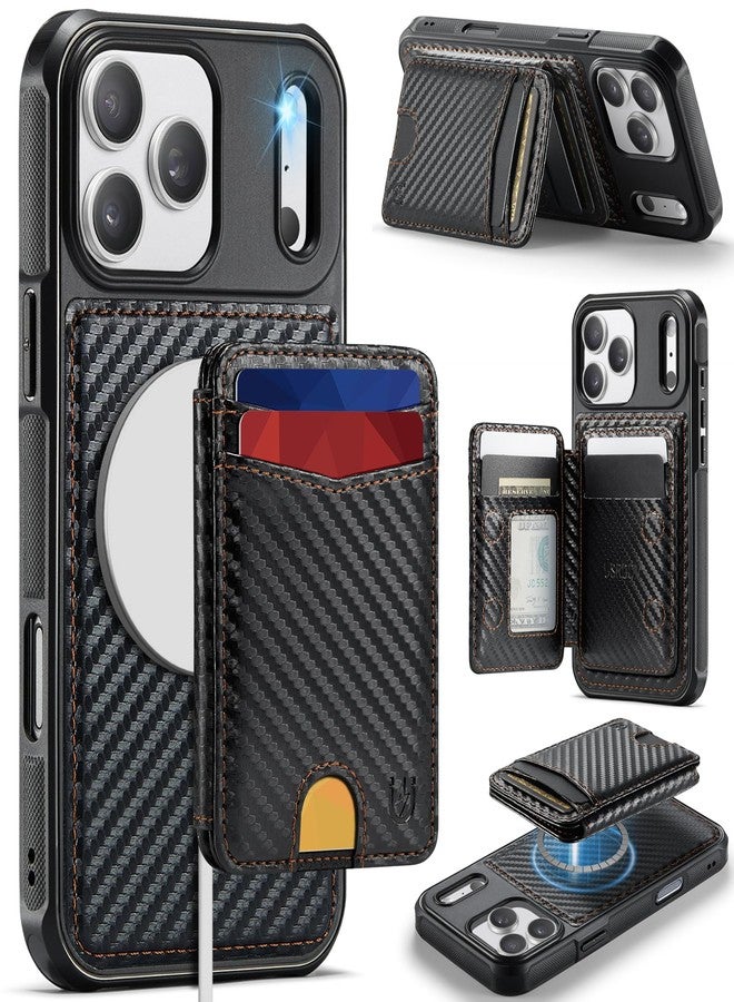 Usroom for iPhone 17 Pro Case Wallet Compatible with Magsafe, RFID Blocking Magnetic Card Holder 2 in 1 Detachable Kickstand Shockproof Phone Case for iPhone 17 Pro 6.3" Carbon Black - Image 1