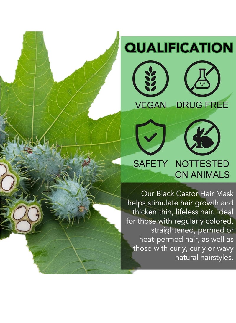 ALIVER 60 جرام ماسك شعر كاستور أسود جامايكي ماسك شعر لعلاج الشعر الجاف والتالف ونمو الشعر مدعوم بالبيوتين لتقوية واستعادة الشعر ماسك زيت الكاستور - Image 4