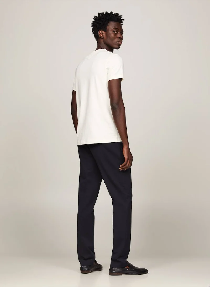 TOMMY HILFIGER Men's Stretch Slim Fit T-shirt - Cotton, Beige