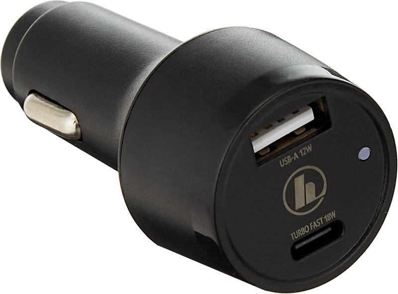 Hama 30W Dual USB Car Charger with USB-C Power Delivery and USB-A Quick Charge 3.0 - Image 1