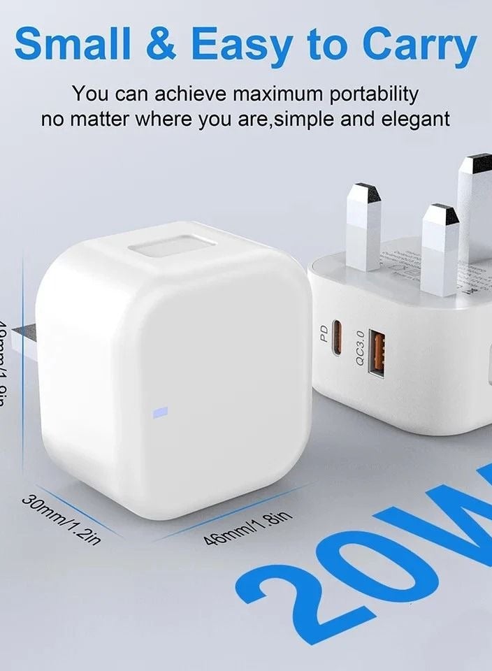 FEIDA 20W Dual Port USB Charger and 1A1C Type-C Adapter Wall Socket Fast Charging - Image 2