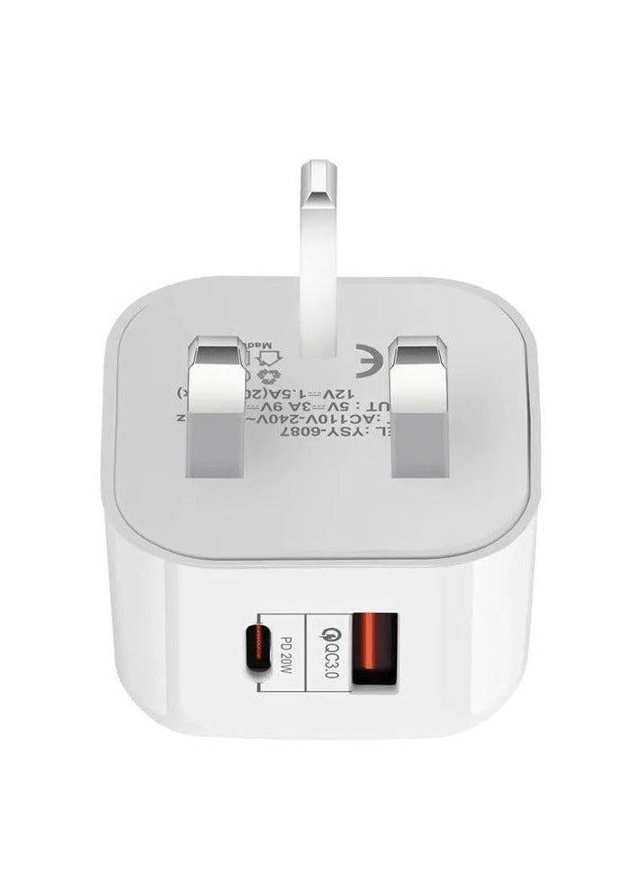 FEIDA 20W Dual Port USB Charger and 1A1C Type-C Adapter Wall Socket Fast Charging - Image 1