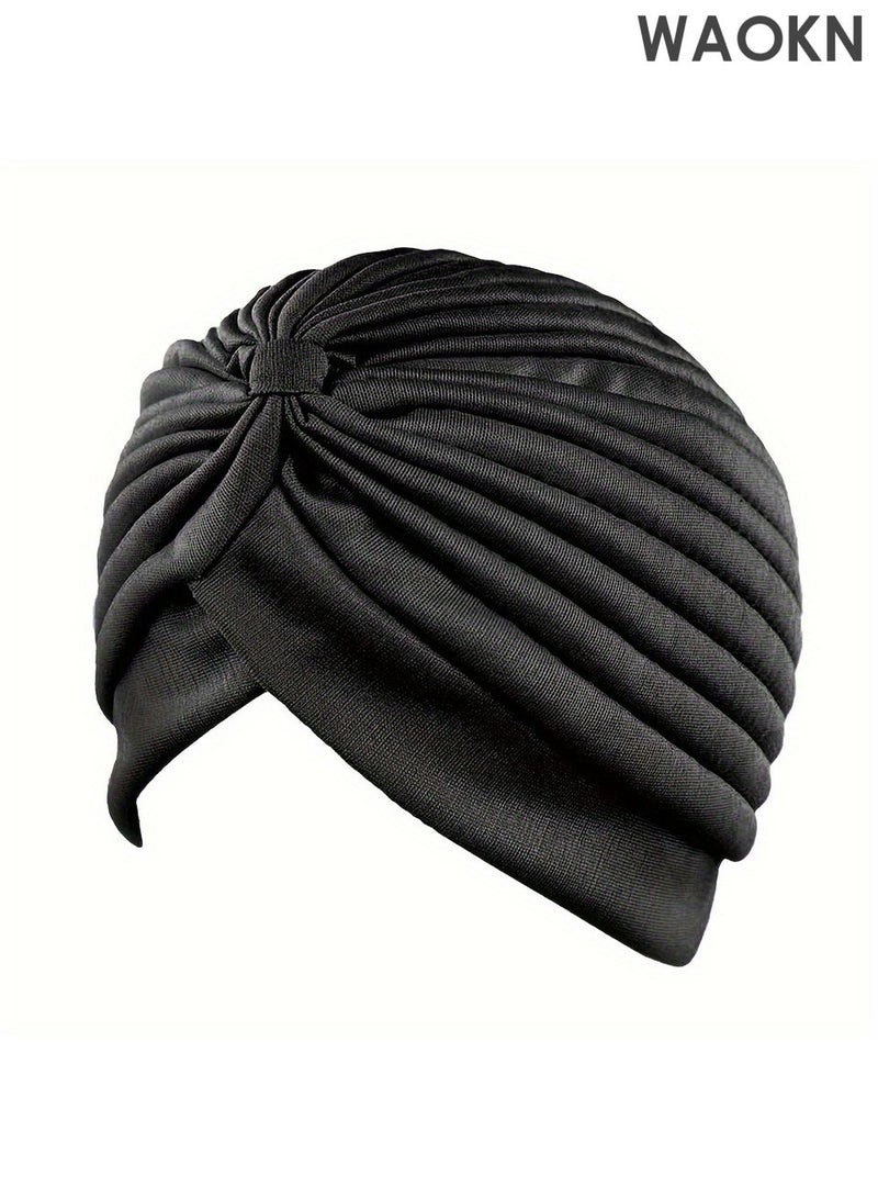 WAOKN 3 Pieces Turbans for Women No Snag Scarf Soft Turban Head Wrap Pleated Beanie Cap  For Home Wear Dinners Or Events Hat Cap Bone Bonnet Secure and Elegant for Daily and Eid Wear - Image 4