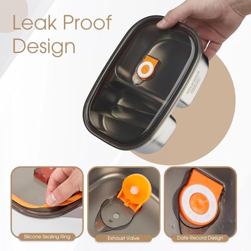 KEYOZA 18/10 Stainless Steel Lunch Box for Adults, 1.2L+1.7L Metal Bento Box with Divider, Leak-Proof Lunch Food Containers for Woman Man, Dishwasher Safe, Oven Safe Except for Lid - Image 4