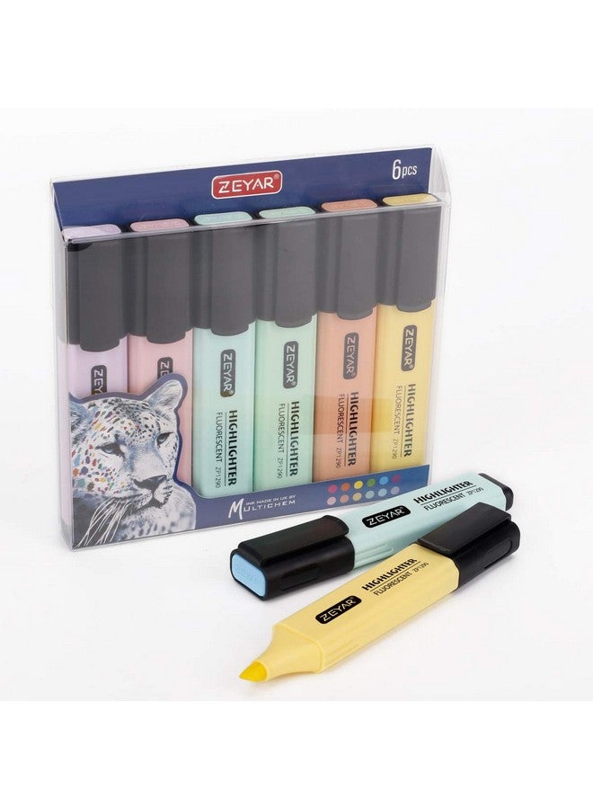 ZEYAR Highlighter, Pastel Colors Chisel Tip Marker Pen, Ap Certified, Assorted Colors, Water Based, Quick Dry (6 Macaron Colors) - Image 4
