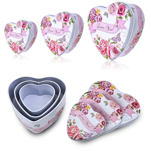 Sanas Heart Shaped Box (3Pcs) Storage Organiser Jewellery Box For Women Multipurpose Tin Organizer Valentine Boxes Stationary Organizers Container Boxes For Storage Aesthetic Stuff (3Pcs) (Lavender) - Image 1