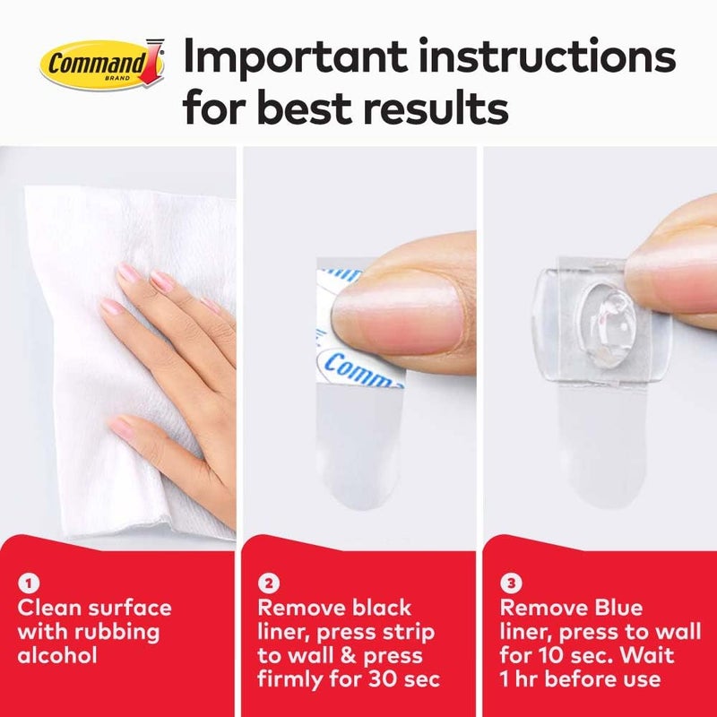 Command Command Plastic Clear Decorating Organizing Wall Hooks Holds Strongly Reusable Adhesive Hooks For Wall MultiSurface Damage Free Hooks For Hanging Transparent 20 Clips 24 Strips  - Image 2