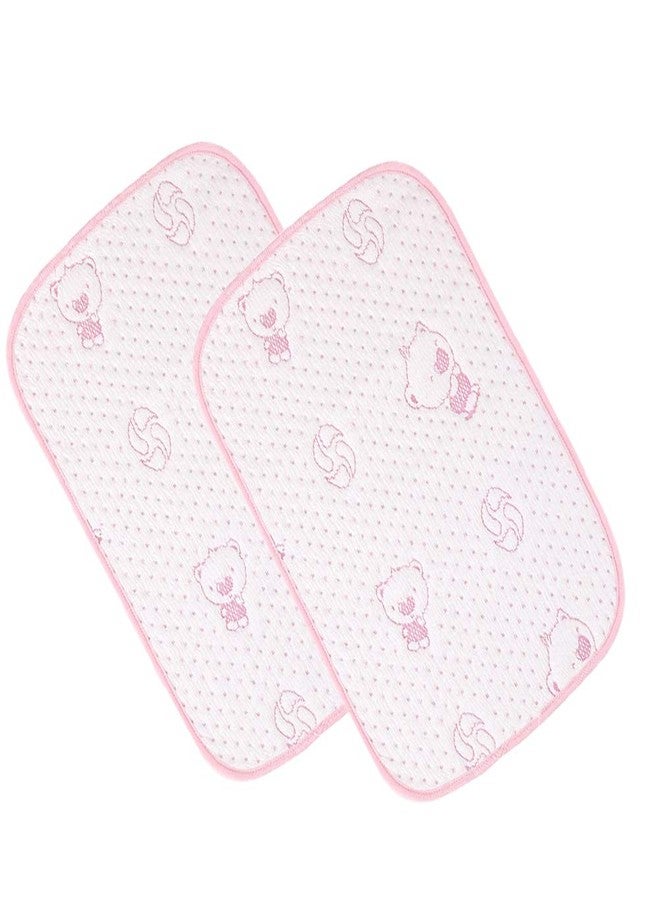 Monvecle 2pcs Pack Monvecle Baby Infant Waterproof Cotton Changing Pads Washable Resuable Diapers Liners Mats, Pink Bear-2pcs Medium 28" x 20" - Image 1