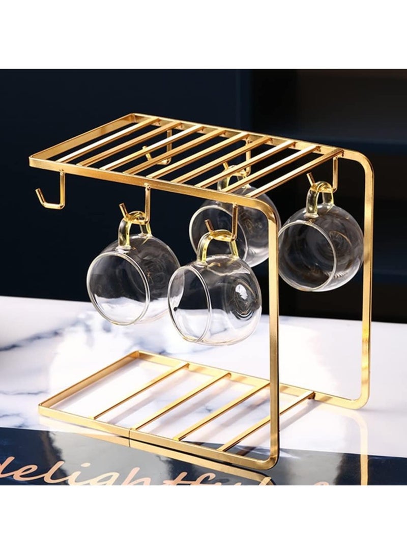 DubaiGallery Cup Holder Gold Stainless Steel Cup Holder for Mugs Coffee Cups Saucers Holder Tea Cup Hang Rack Home Room - Image 1