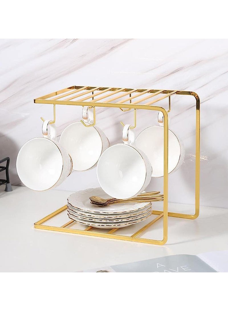 DubaiGallery Cup Holder Gold Stainless Steel Cup Holder for Mugs Coffee Cups Saucers Holder Tea Cup Hang Rack Home Room - Image 4