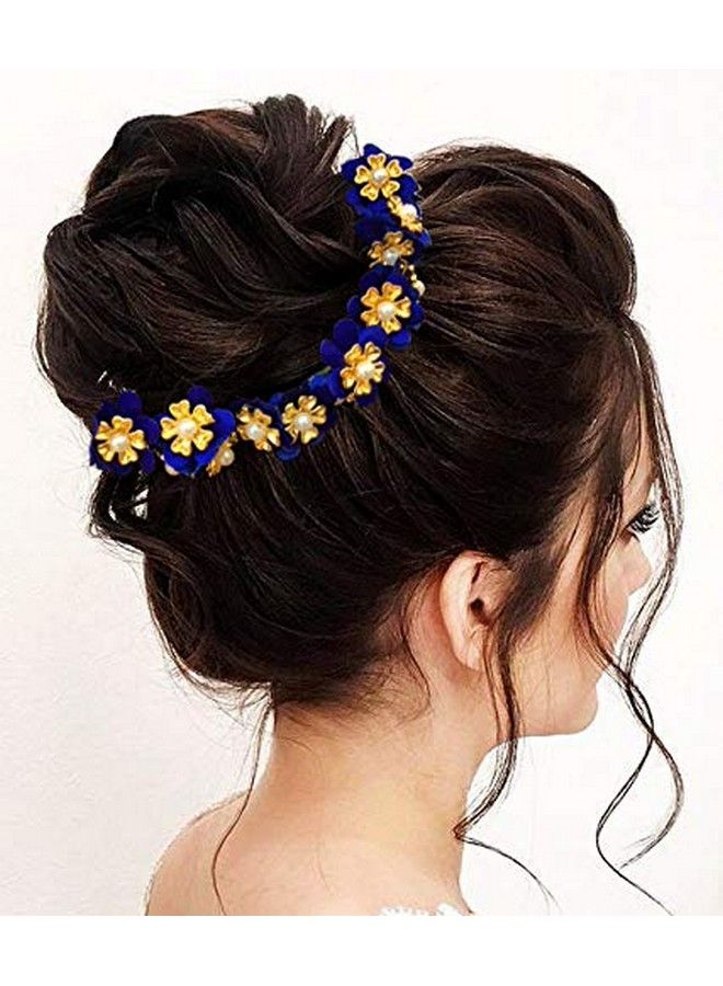 Hair Flare Hair Accessories for Women 2042 Pins Artificial Flowers Accessories (Blue) - Image 1