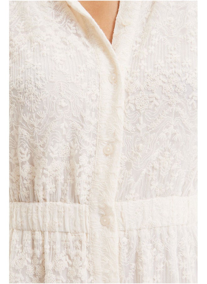 DESIGUAL - Long embroidered shirt dress - Image 1