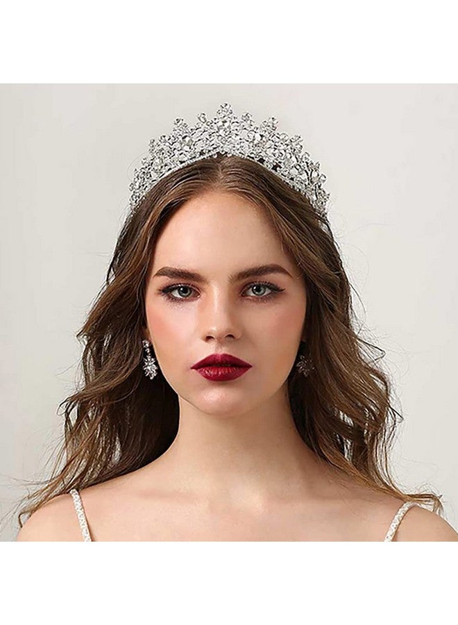 Campsis Wedding Rhinestone Crown Sliver Crystal Baroque Queen Crown Tiara Shinny Luxury Hair Accessories Bridal Birthday Party Show Porm Photography For Women And Girls - Image 2