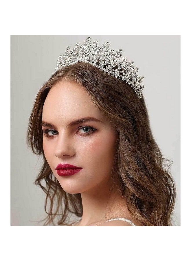 Campsis Wedding Rhinestone Crown Sliver Crystal Baroque Queen Crown Tiara Shinny Luxury Hair Accessories Bridal Birthday Party Show Porm Photography For Women And Girls - Image 3