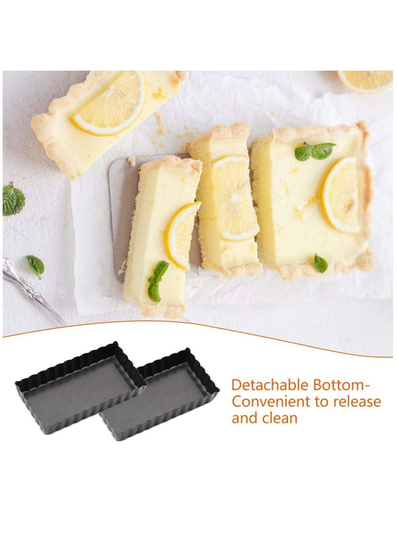 Zikra Mini Tart Pan Set of 4 Rectangular Non-Stick 4 Inch Quiche Pan Loose Removable Bottom Tart Pan for Pies, Quiche Bakeware, Cheese Cakes, Desserts - Image 3