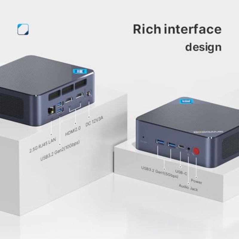 B95 Mini PC Windows 11 Pro، Alder Lake-N95 حتى 3.4 جيجا هرتز، 16 جيجا DDR4 RAM 512 جيجا SSD كمبيوتر مكتبي صغير، شاشة ثلاثية 4K، USB-C/HDMI2.0 x2، 2.5G LAN، WiFi 5، BT5.0، كمبيوتر صغير للمنزل والمكتب - Image 4